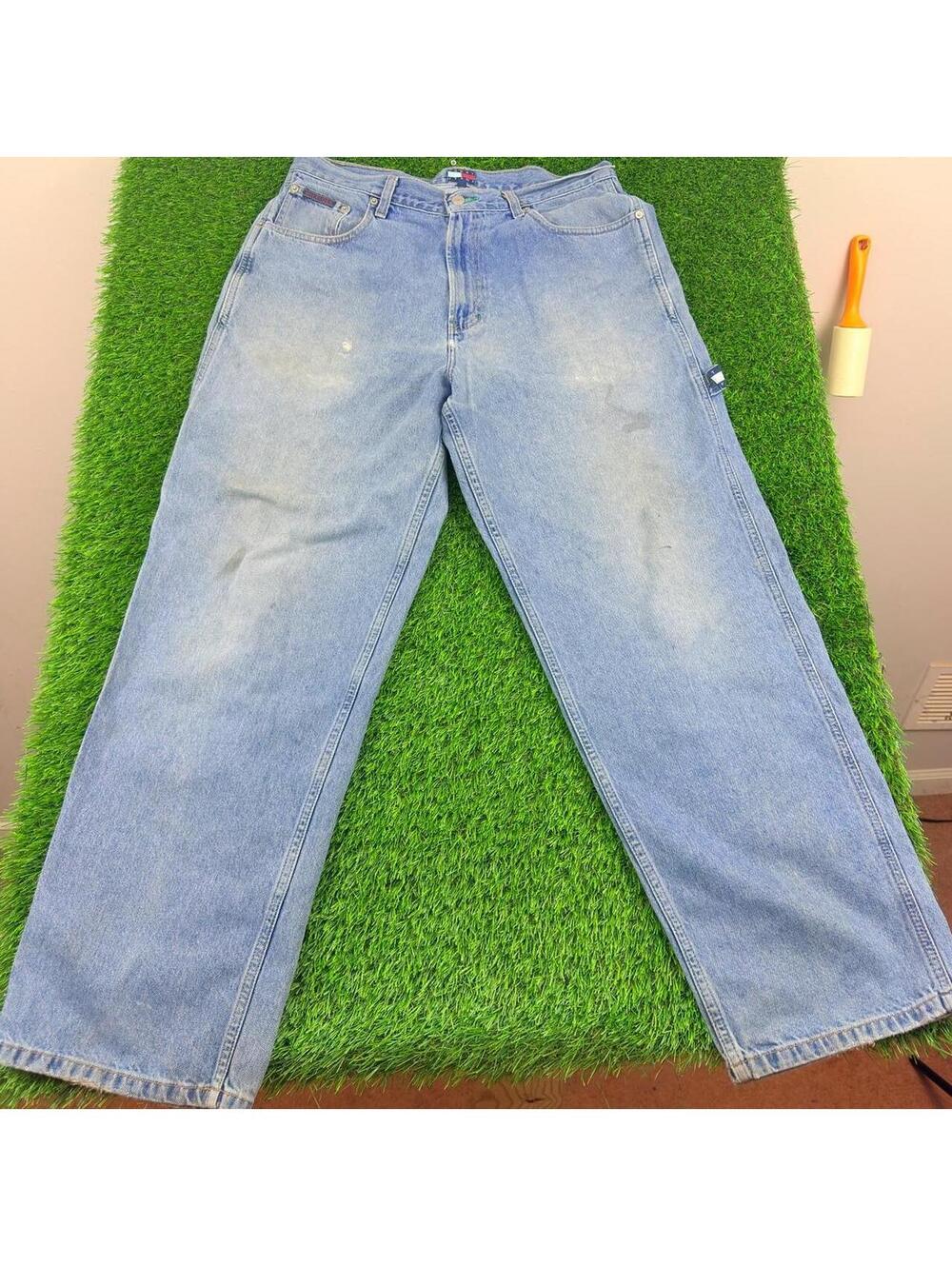 Vintage 90s Tommy Hilfiger Jeans Baggy Light Wash Denim 34x32